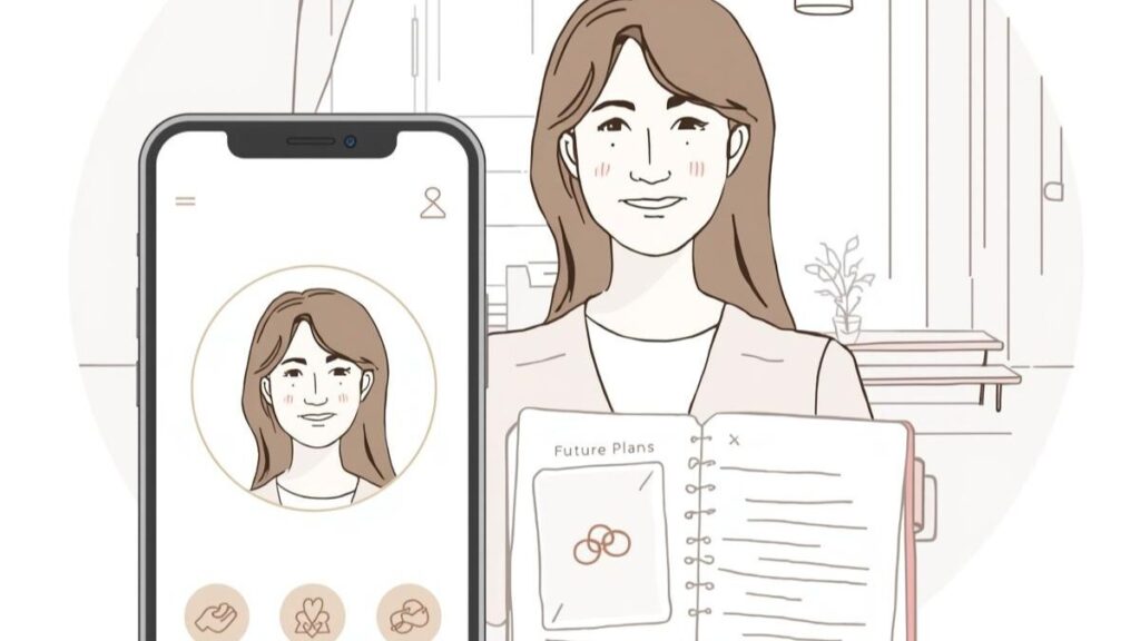 マッチングから通話、対面までを結婚視点の流れで示すマリッシュ・レビュー向けアイキャッチ