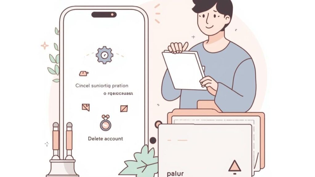 解約と退会の順序を確認し、結婚活動の区切りも意識するマリッシュ・レビュー向けイラスト