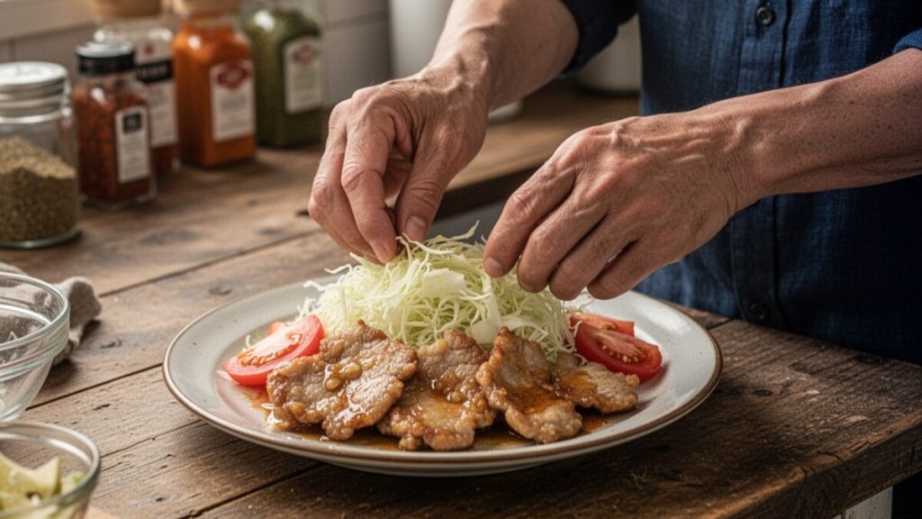 マッチングアプリの日記で40代男性が発信すべき、清潔感と誠実さを感じさせる丁寧な手作りの料理風景。