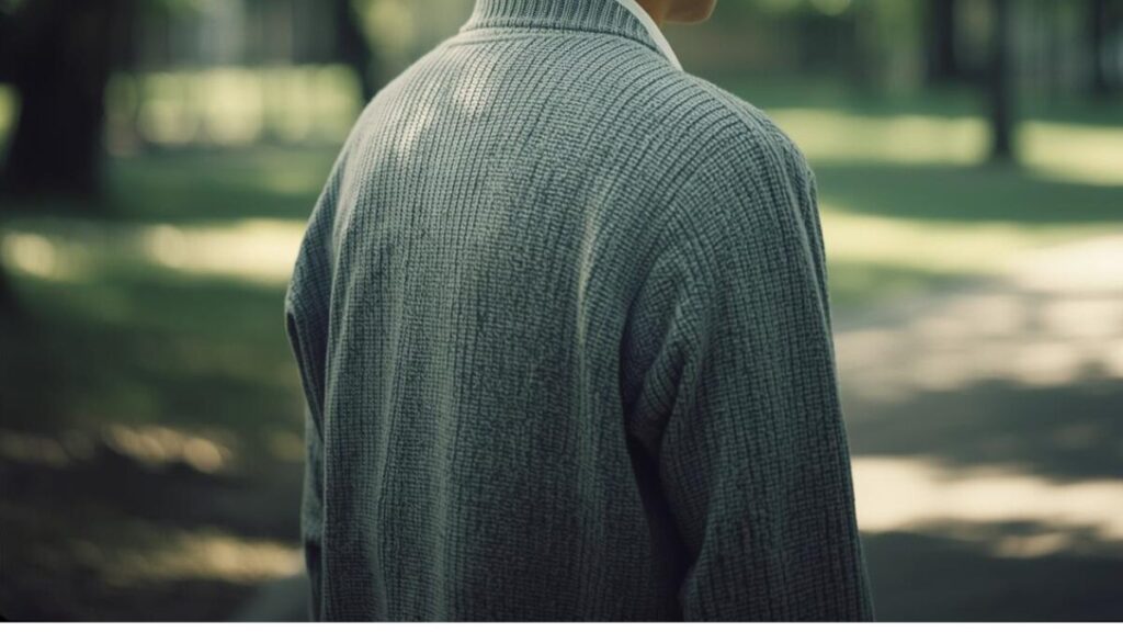 自然光が差し込む屋外で清潔感のあるカジュアルな服装をして微笑む、マッチングアプリのプロフィール文に掲載する好印象な男性の写真。