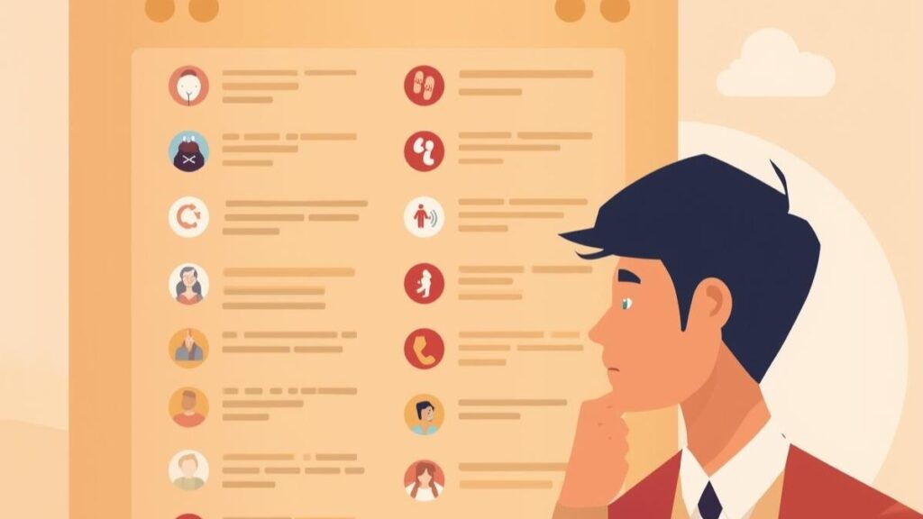 日記の更新と足跡の履歴を静かに確認する男性。マッチングアプリの安全性を判断するために、相手の生身の日常を確認するステップを描写したイラストです。