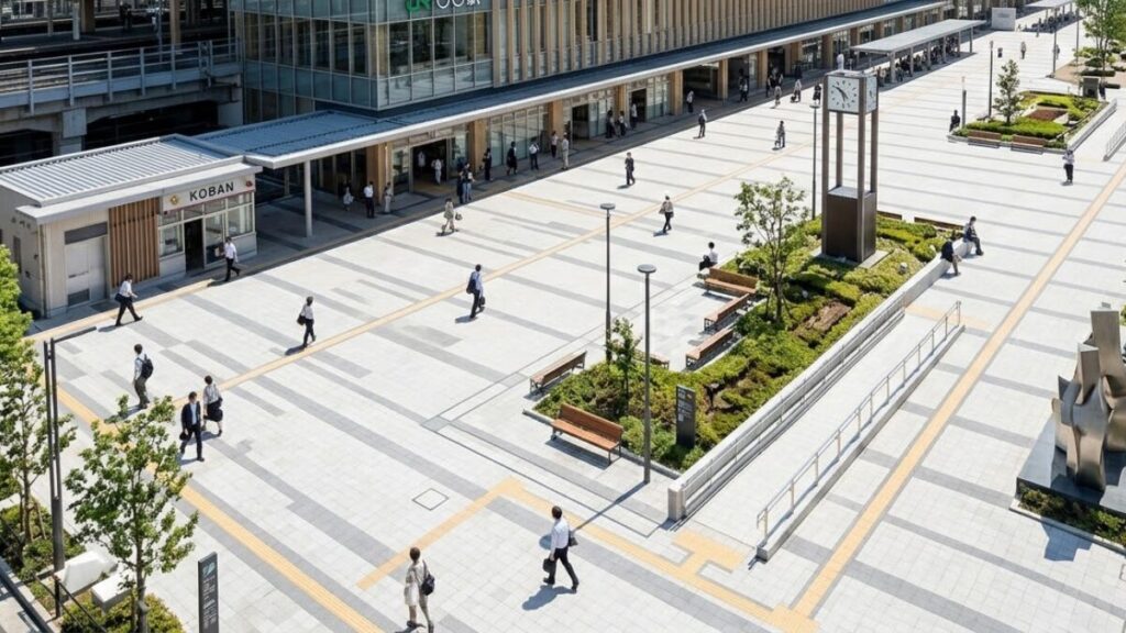 アクセスと安全性を兼ね備えた場所を選び、マッチングアプリで会う場所を女性が決める理由をクリアした失敗しない待ち合わせ場所のイメージ。