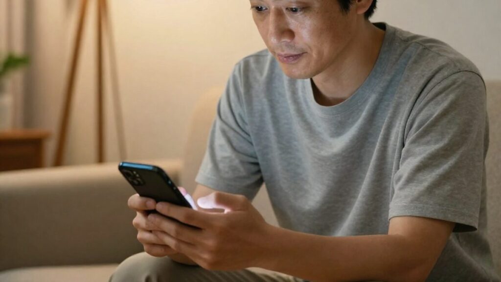 丸投げせず選択肢を提示し、マッチングアプリで会う場所を女性が決める理由を汲み取って誠実に返信を送る大人の男性の姿。