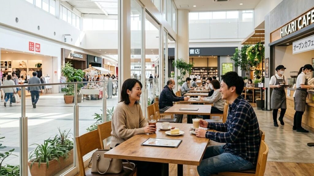 密室を避けるべきというマッチングアプリで会う場所を女性が決める理由に基づき、開放的で人目のある明るいカフェで会う男女。